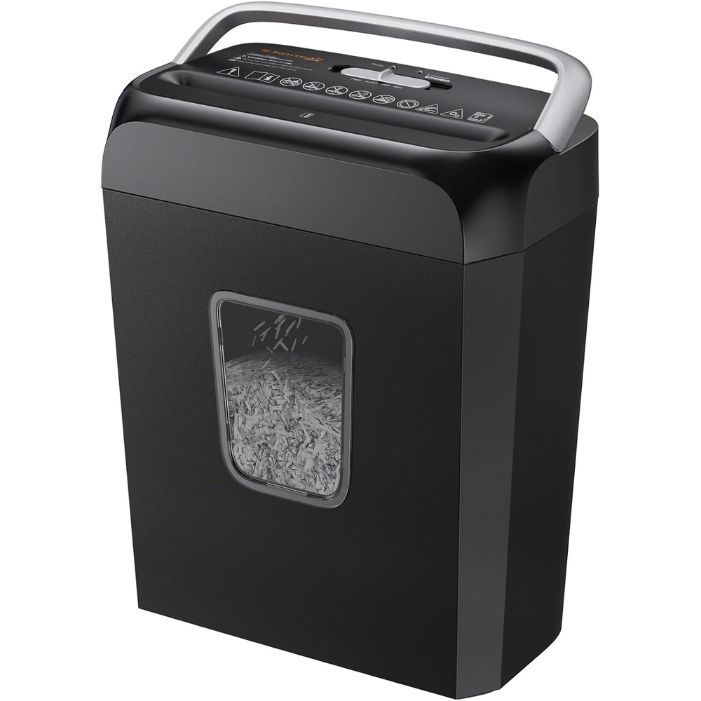 image:imageBonsaii 6Sheet Cross Cut Paper Shredder for Home 34 Gal BinBlack Gray