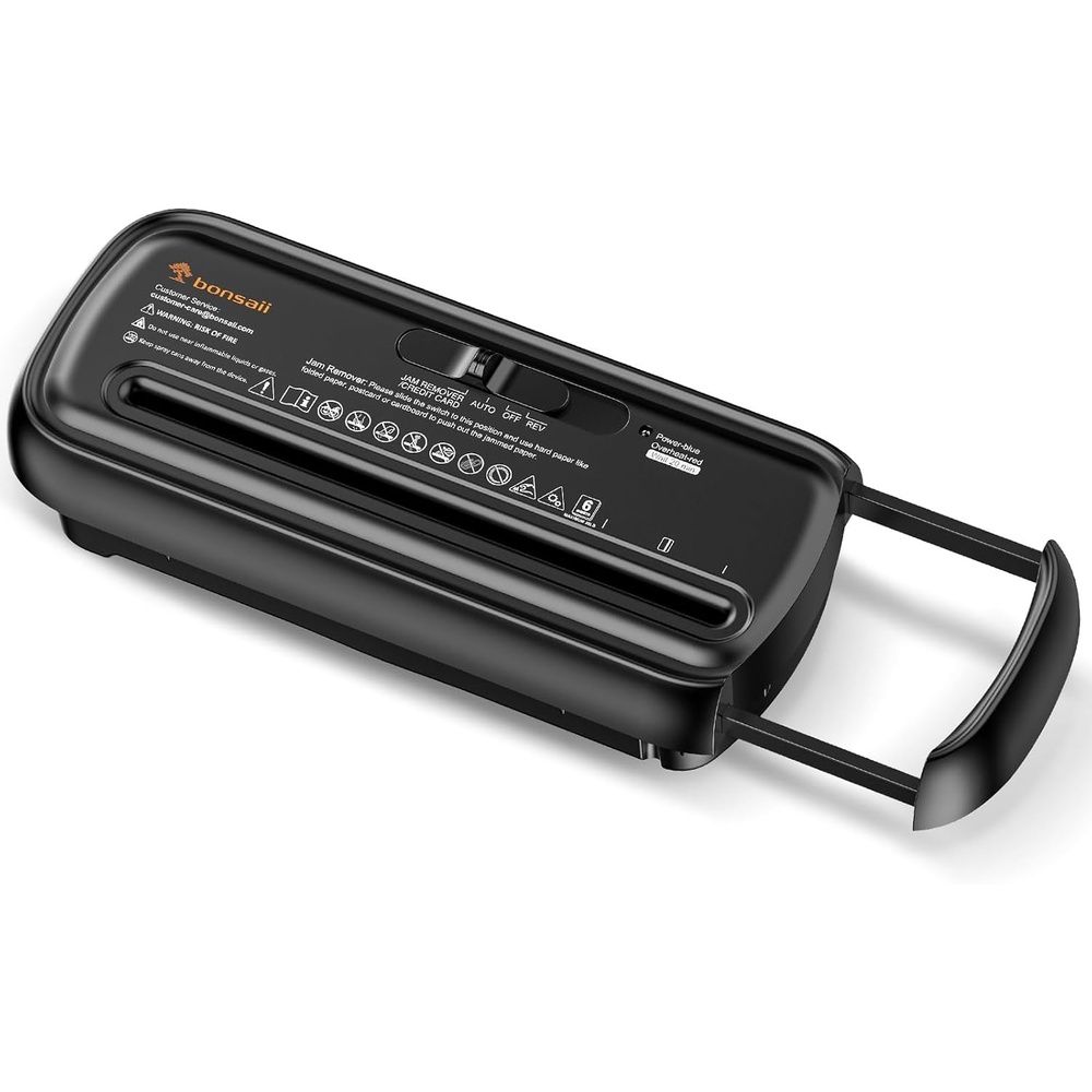 image:imageBonsaii 6Sheet Small Strip Cut Paper Shredder for HomeWithout BasketBlack