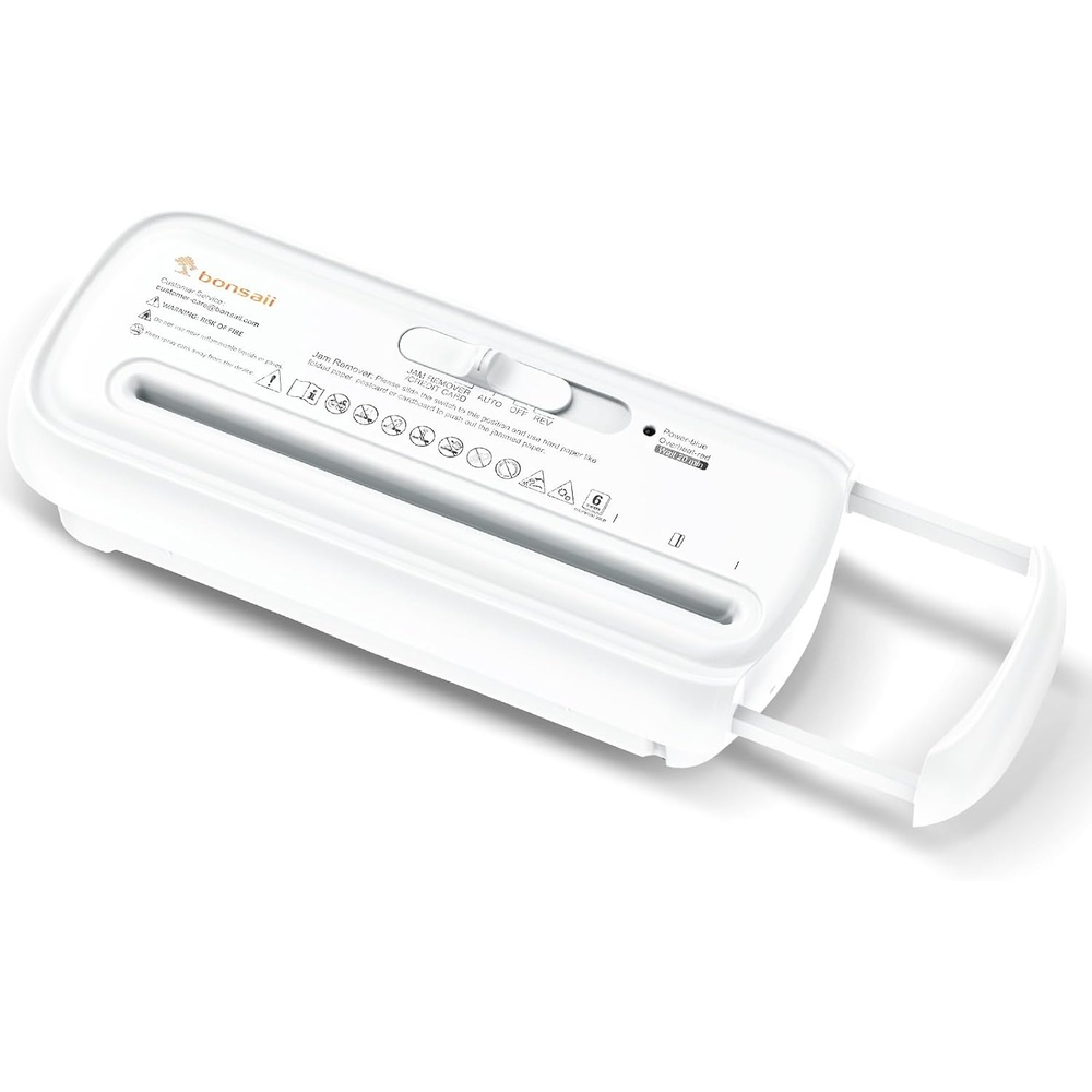 image:imageBonsaii 6Sheet Small Strip Cut Paper Shredder for HomeWithout BasketWhite