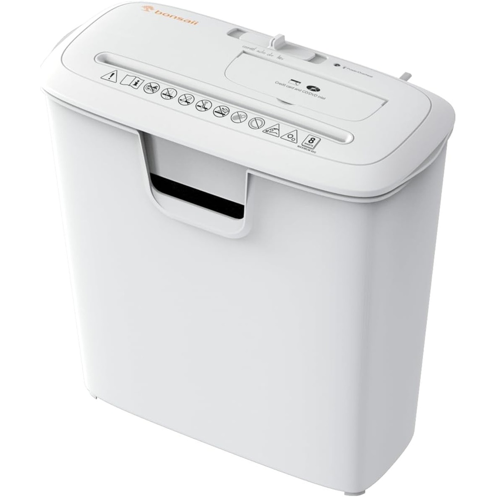 image:imageBonsaii 8Sheet Strip Cut Paper Shredder for Home Shred CDs amp Credit Cards8 Sheet White