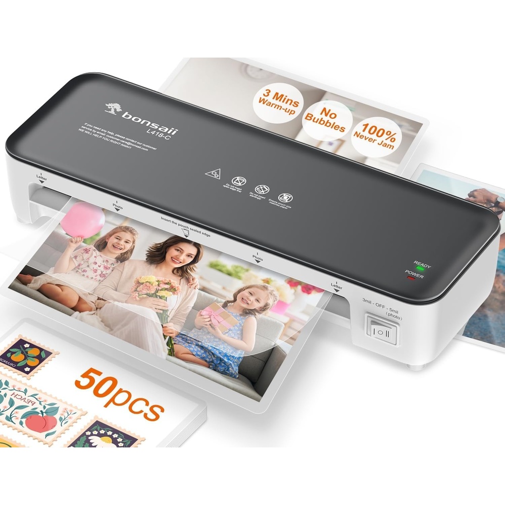 image:imageBonsaii 9 Inch Laminator Machine with 50 Laminating Sheets JamFree TechGrey