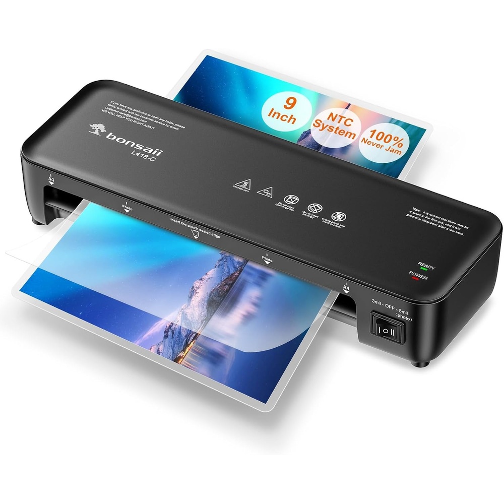 image:imageBonsaii 9Inch 4in1 Laminator Kit with Cutter Rounder amp 40 PouchesDark Black
