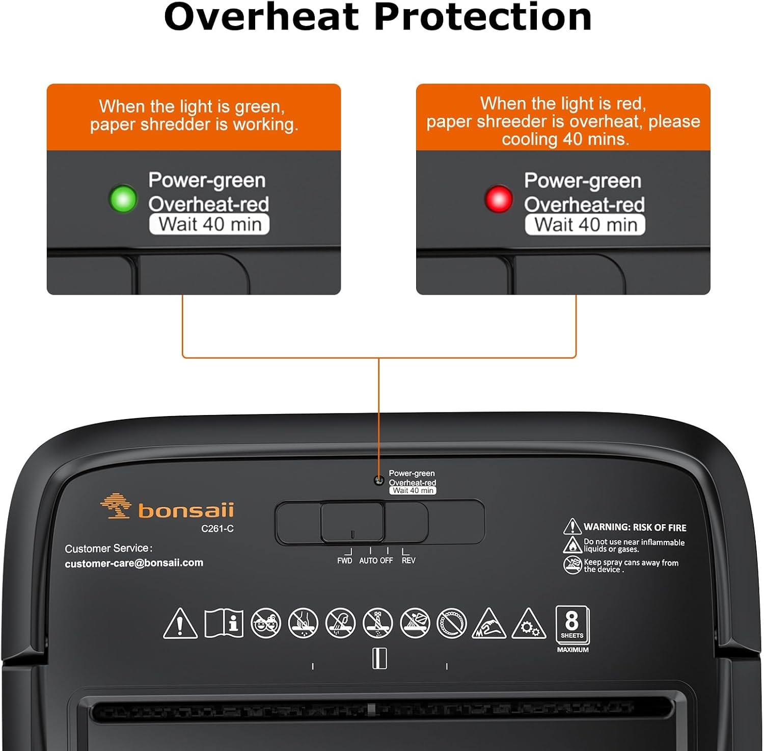 image:imageBonsaii Paper Shredder 8Sheet Crosscut Shredder with 42 Gallon Bin Shred Credit CardMailStapleClip for Home Office P4 Security Level C261C