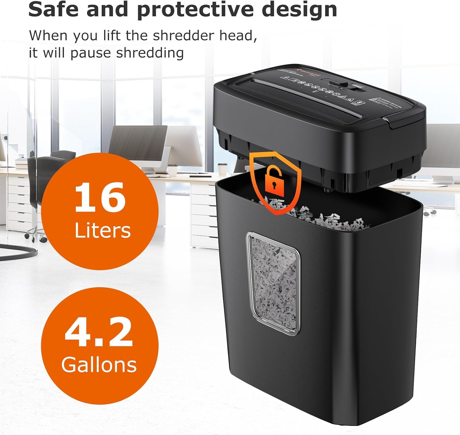 image:imageBonsaii Paper Shredder 8Sheet Crosscut Shredder with 42 Gallon Bin Shred Credit CardMailStapleClip for Home Office P4 Security Level C261C