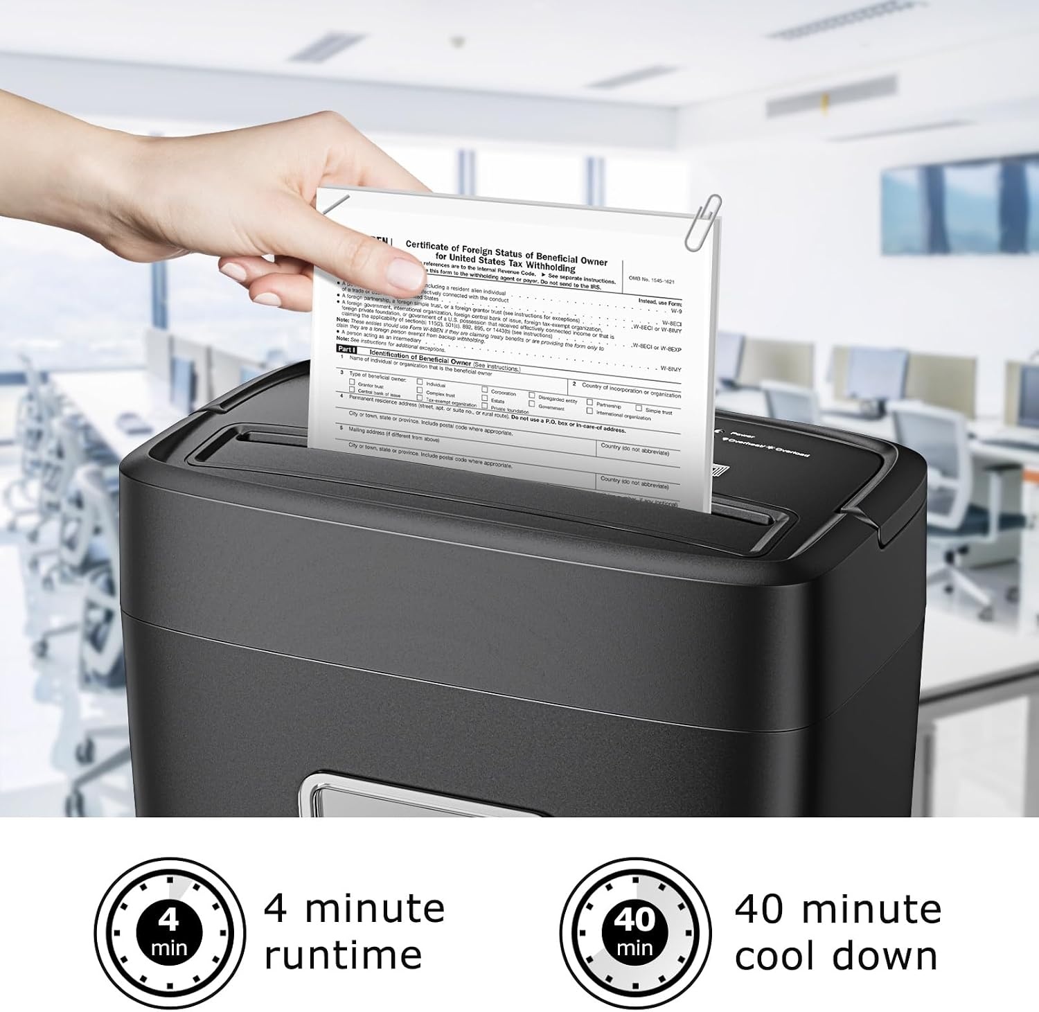 image:imageBonsaii Paper Shredder 8Sheet Crosscut Shredder with 42 Gallon Bin Shred Credit CardMailStapleClip for Home Office P4 Security Level C261C