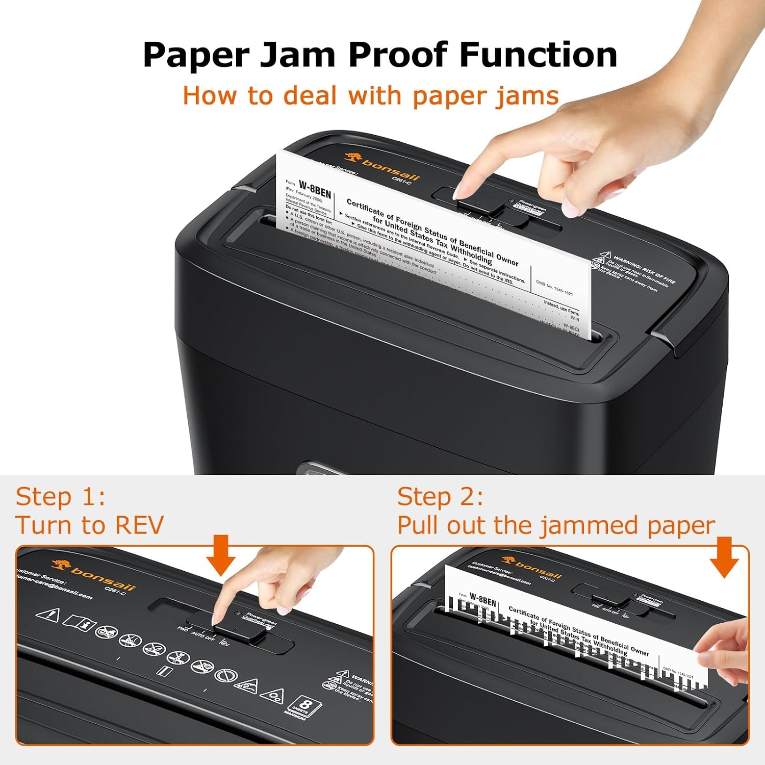 image:imageBonsaii Paper Shredder 8Sheet Crosscut Shredder with 42 Gallon Bin Shred Credit CardMailStapleClip for Home Office P4 Security Level C261C