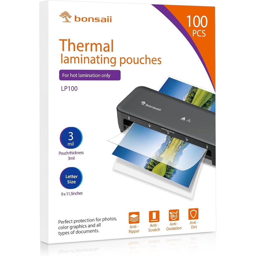 image:imageBonsaii 3mil Thermal Laminating Sheets 100 PCS Letter Size Clear Pouches100