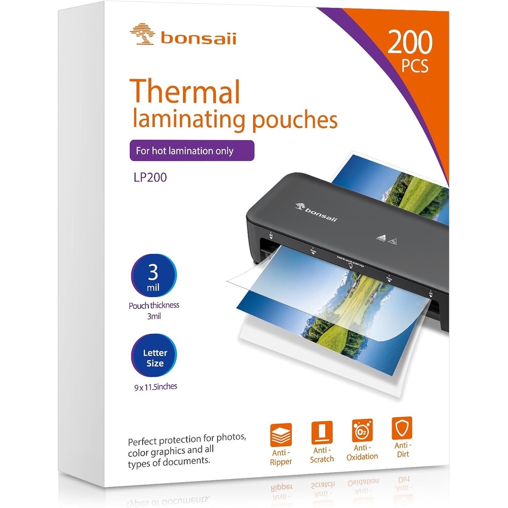 image:imageBonsaii 3mil Thermal Laminating Sheets 100 PCS Letter Size Clear Pouches200