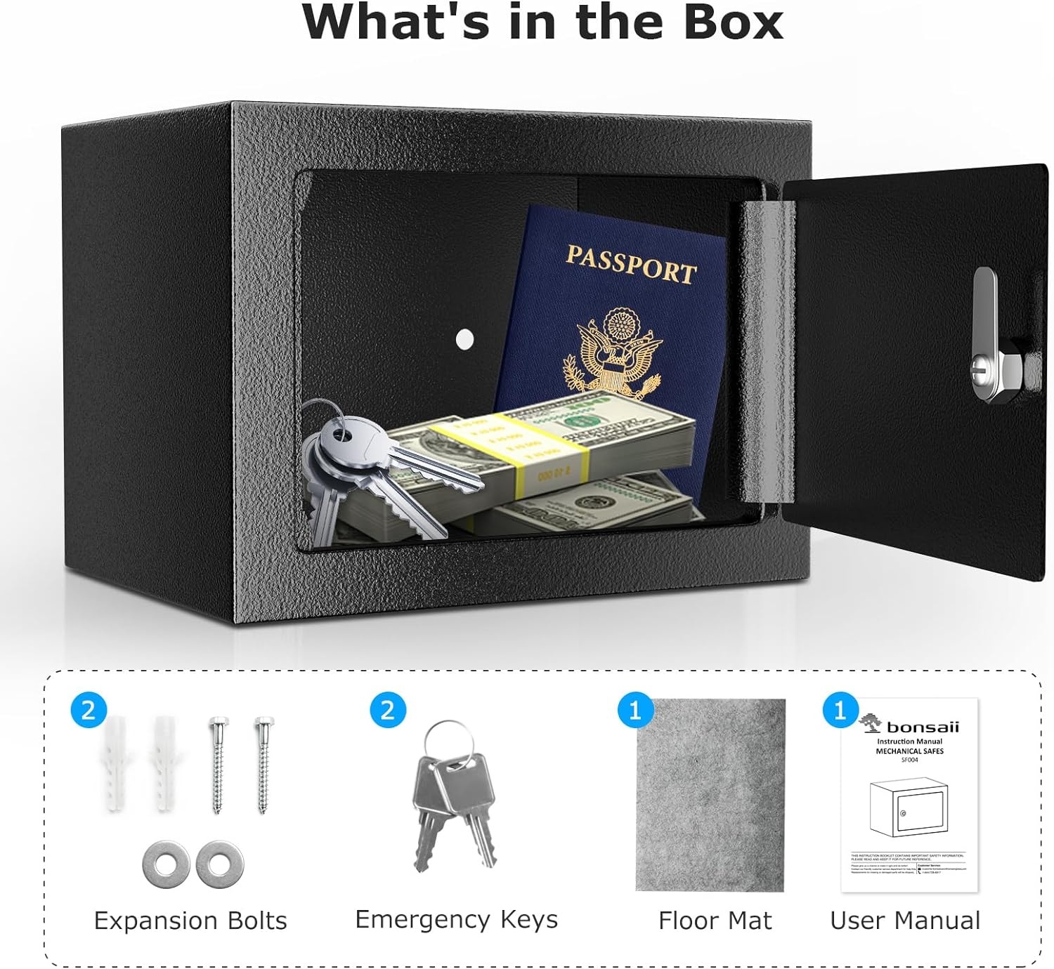 image:imageBonsaii Security Safe Box with Key Lock 023 CuFt for Cash Jewelry Home023 cuft
