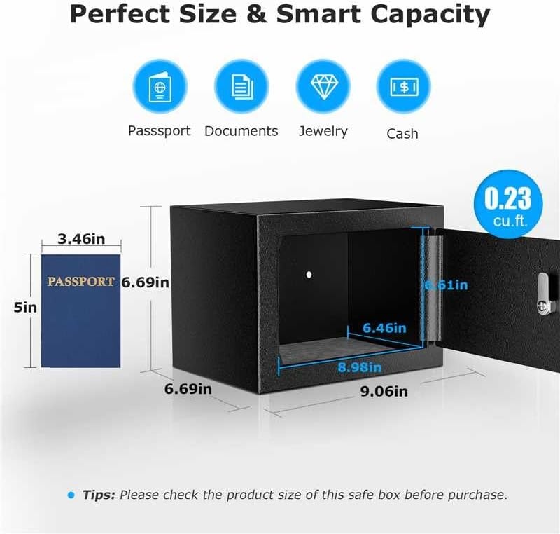 image:imageBonsaii Security Safe Box with Key Lock 023 CuFt for Cash Jewelry Home023 cuft