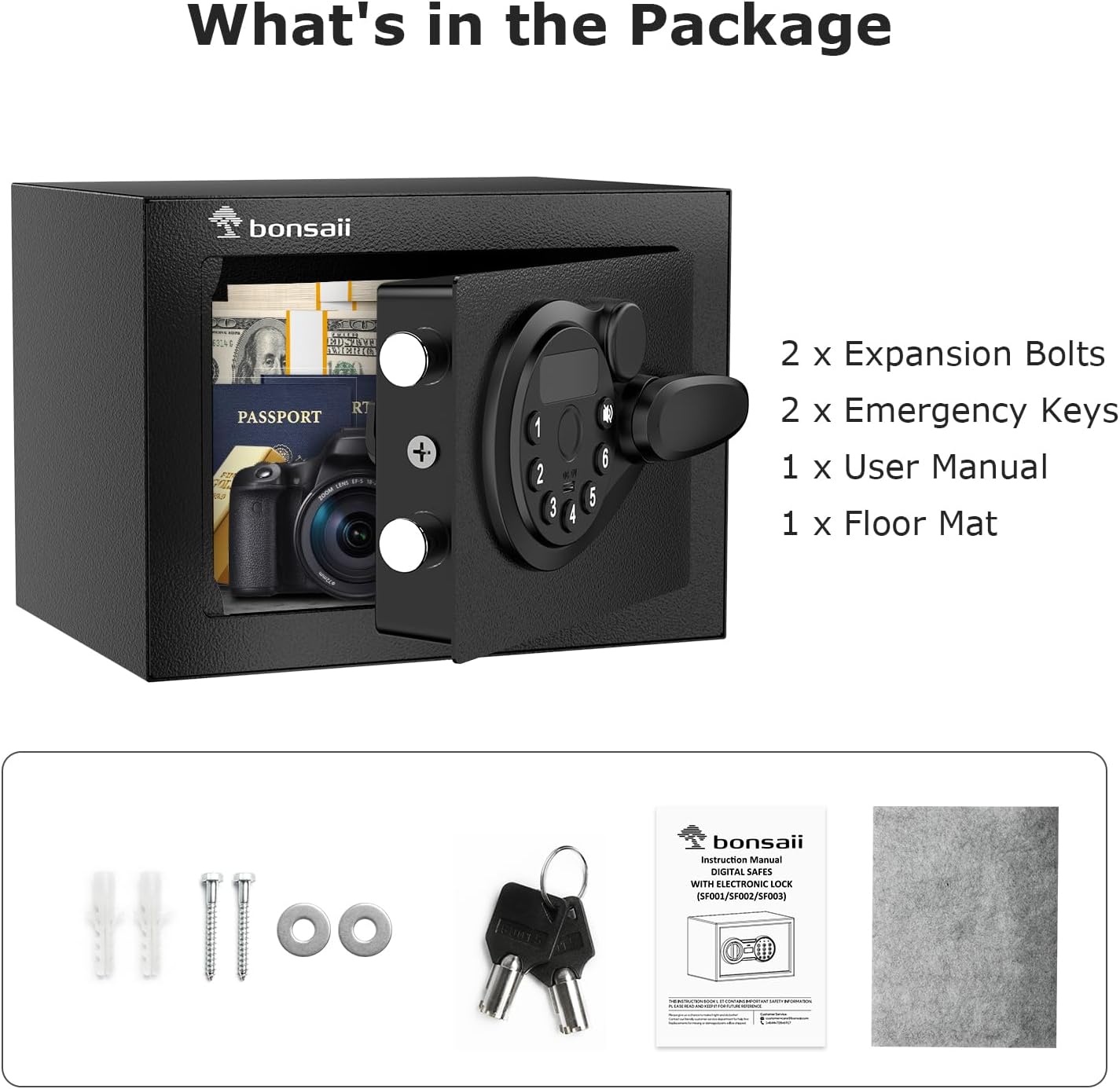 image:imageBonsaii Security Safe Box with Key Lock 023 CuFt for Cash Jewelry Home0231 cuft