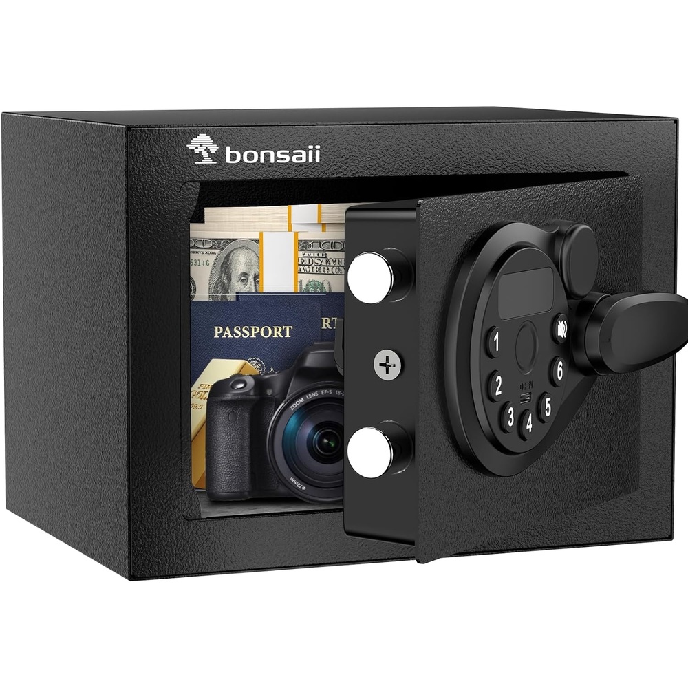 image:imageBonsaii Security Safe Box with Key Lock 023 CuFt for Cash Jewelry Home0231 cuft