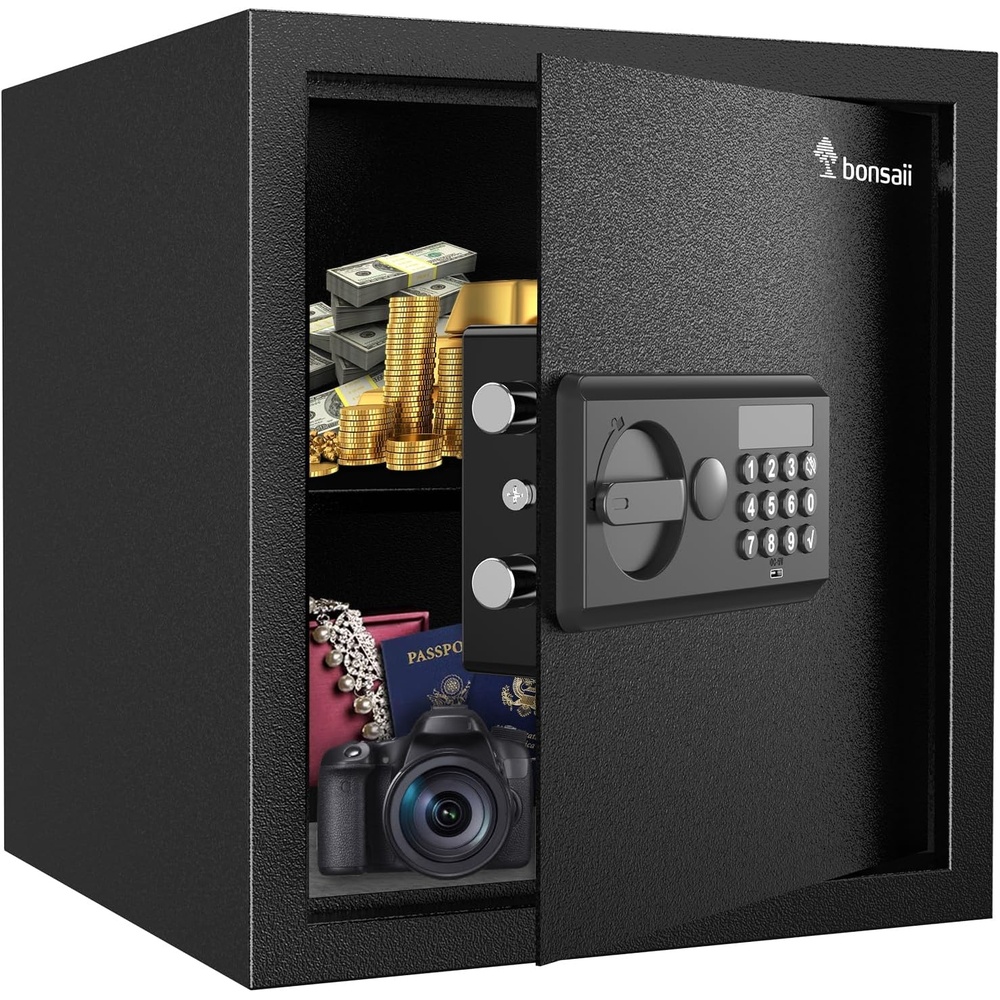 image:imageBonsaii Security Safe Box with Key Lock 023 CuFt for Cash Jewelry Home12 cuft