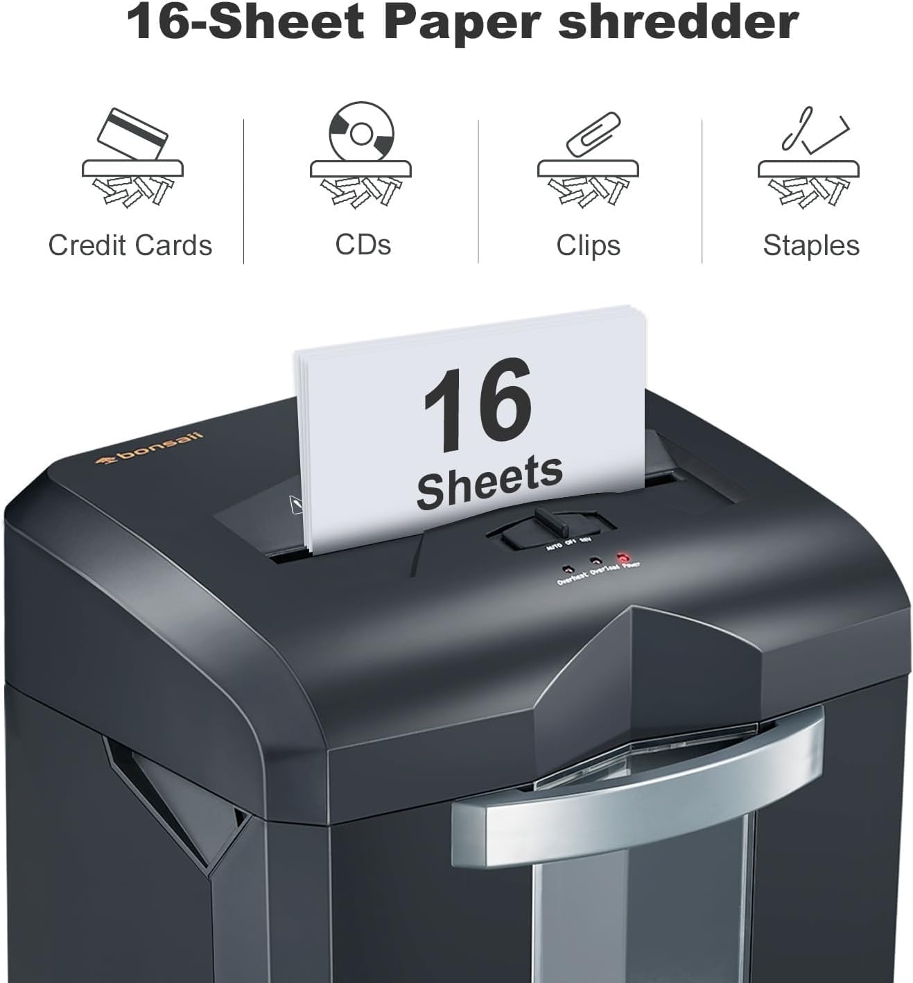 image:imageBonsaii 14Sheet Microcut Paper Shredder and 12Pack Shredder Lubricant Sheets