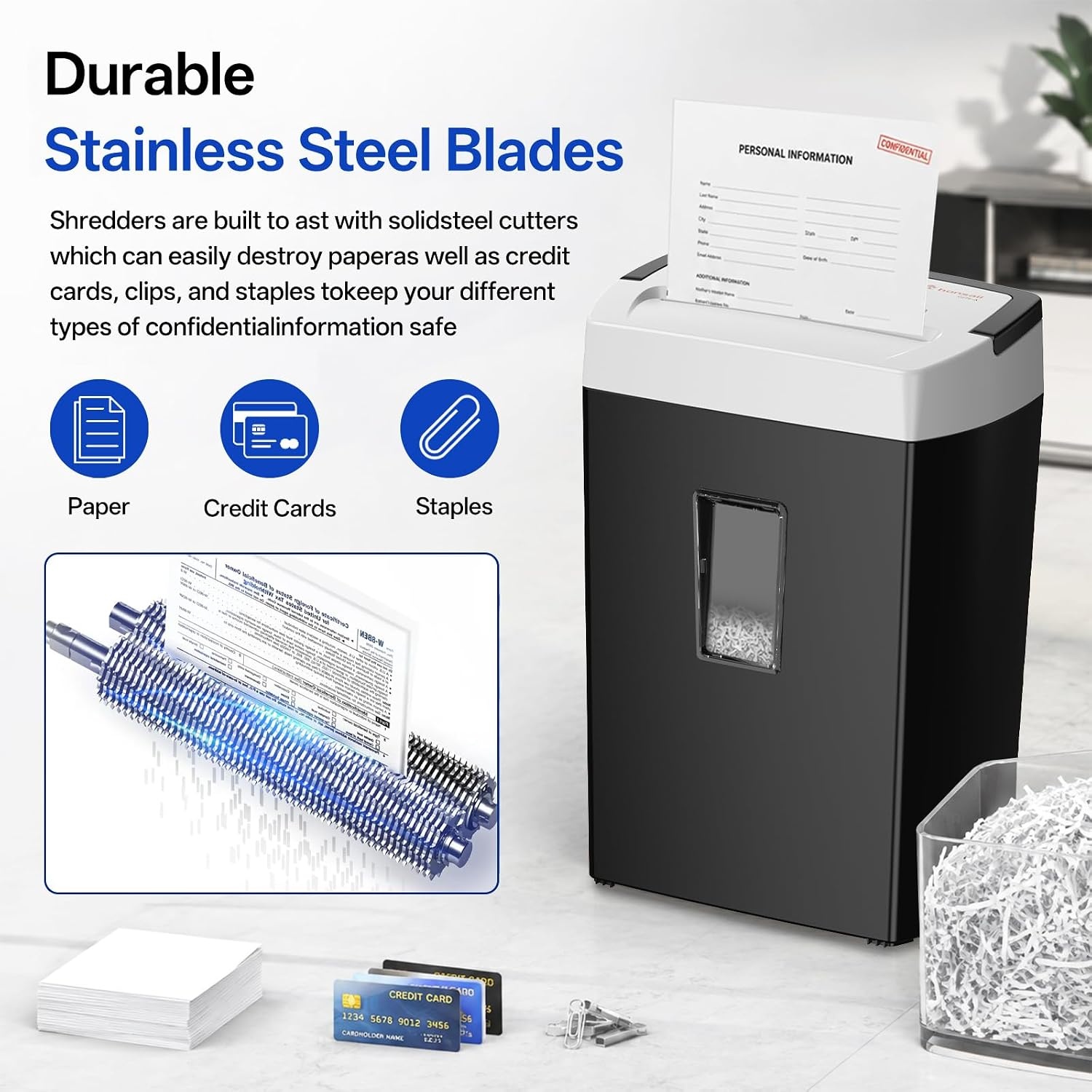 image:imageBonsaii 12Sheet CrossCut Paper Shredder for Home OfficeP4 High Security