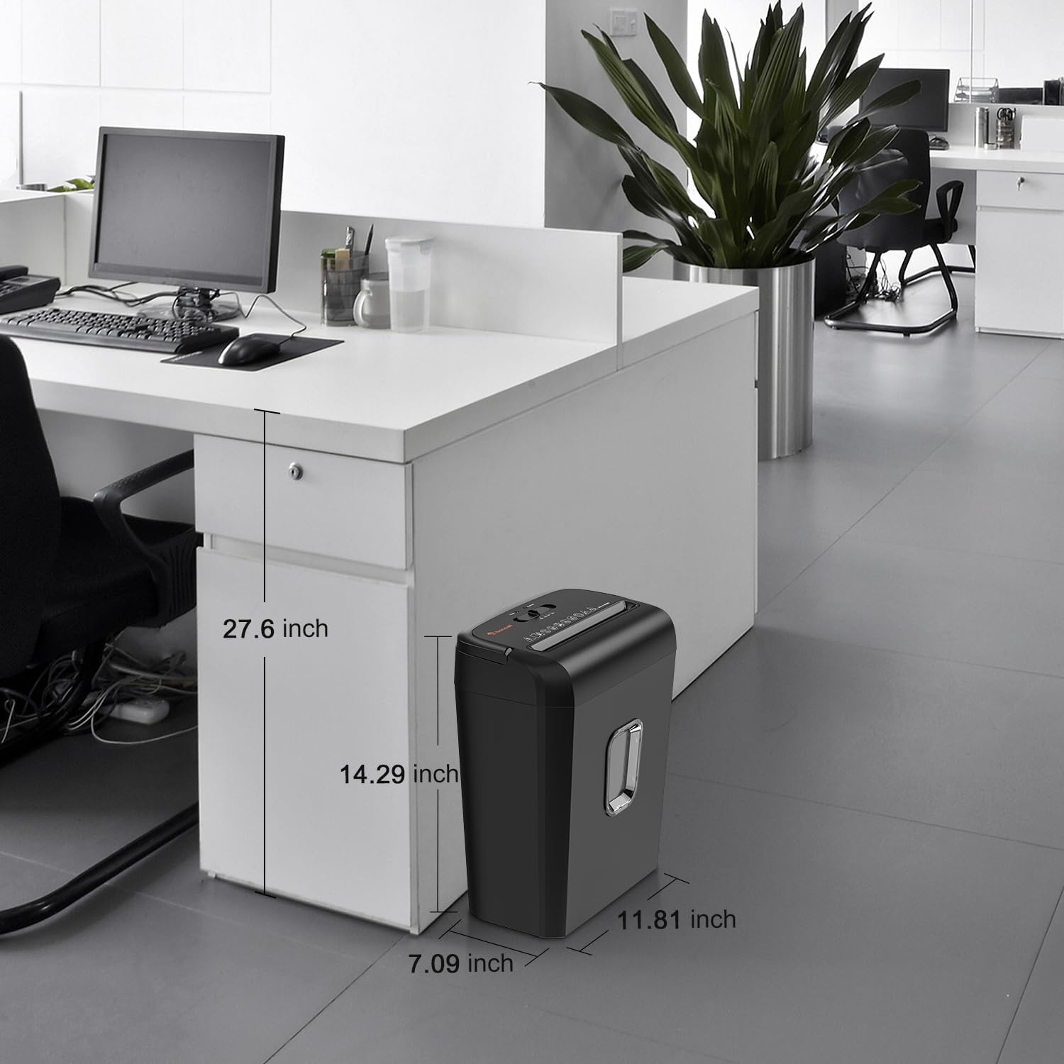 image:imageBonsaii Low Noise Operation Paper Shredder 6Sheet CrossCut Credit Card Shredder Home Office Handle for Document Mail Staple 34 Gal Wastebasket EasyCarry Handle WhiteAll Black