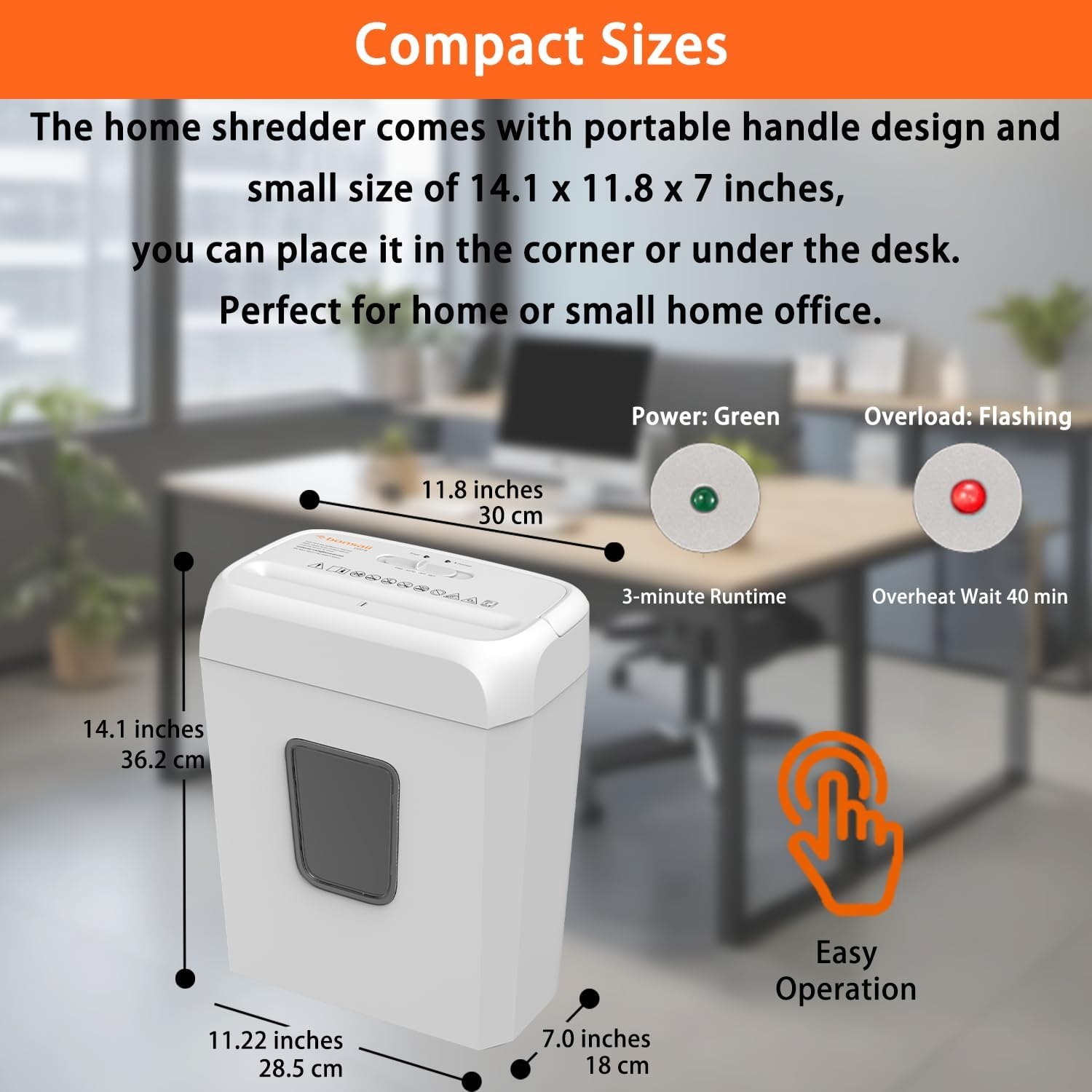 image:imageBonsaii Low Noise Operation Paper Shredder 6Sheet CrossCut Credit Card Shredder Home Office Handle for Document Mail Staple 34 Gal Wastebasket EasyCarry Handle WhiteWhite