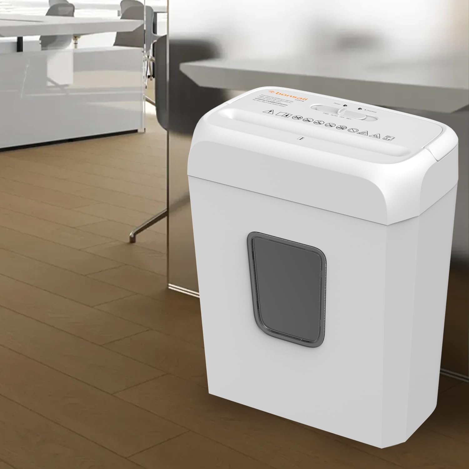 image:imageBonsaii Low Noise Operation Paper Shredder 6Sheet CrossCut Credit Card Shredder Home Office Handle for Document Mail Staple 34 Gal Wastebasket EasyCarry Handle WhiteWhite