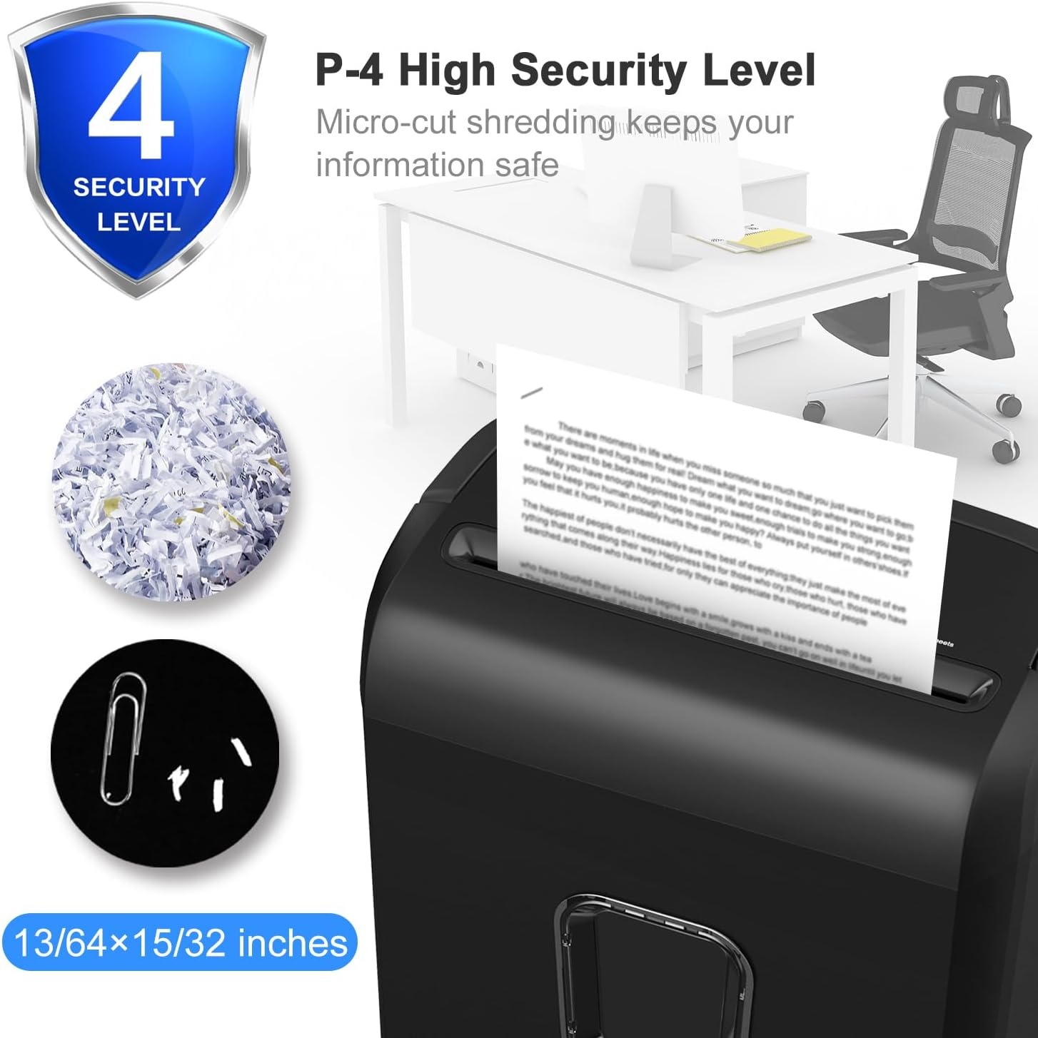image:imageBonsaii Low Noise Operation Paper Shredder 6Sheet CrossCut Credit Card Shredder Home Office Handle for Document Mail Staple 34 Gal Wastebasket EasyCarry Handle WhiteAll Black